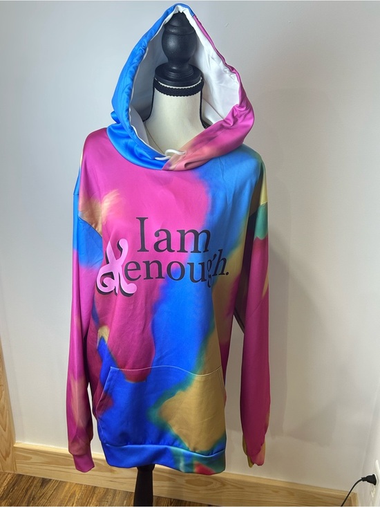 Kenough Sweaters - Unisex I Am Enough Tie-Dye Hooded Sweatshirt - Large
